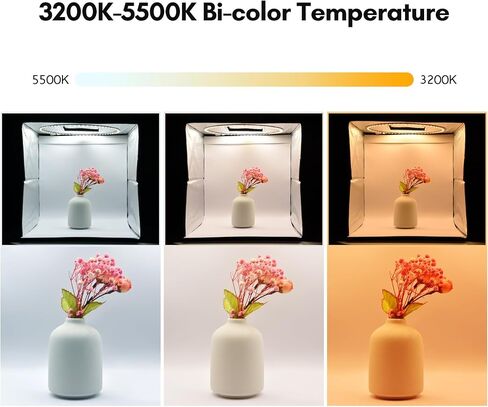 aqxreight Foldable LED Light Tent, 40cm Portable Tabletop Photo Studio Light Box with 128 LED Beads Bi Color Temperature Adjustable Brightness, 6 Color Backdrops for Jewelry Cosmetics in Kuwait