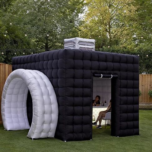11.5X11X9.2FT Black Inflatable Photo Booth Enclosure with LED Lights, Portable Blow Up Photo Booth Tent for Parties, Weddings, Events, Indoor Outdoor Use, Easy Setup with Air Blower Included in Kuwait