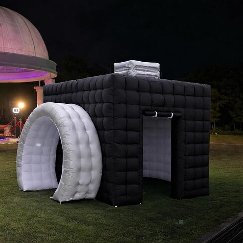 11.5X11X9.2FT Black Inflatable Photo Booth Enclosure with LED Lights, Portable Blow Up Photo Booth Tent for Parties, Weddings, Events, Indoor Outdoor Use, Easy Setup with Air Blower Included in Kuwait