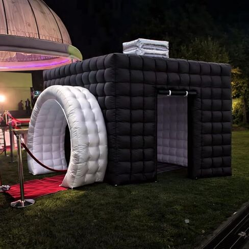 11.5X11X9.2FT Black Inflatable Photo Booth Enclosure with LED Lights, Portable Blow Up Photo Booth Tent for Parties, Weddings, Events, Indoor Outdoor Use, Easy Setup with Air Blower Included in Kuwait