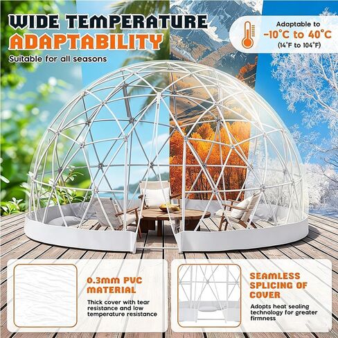 Luxury Clear Bubble Dome Tent with Fre-e 10M Star Lights, Garden Igloo Prefabricated House Features 360° Panoramic Views for Photography, Events & Luxury Camping 12FT in Kuwait
