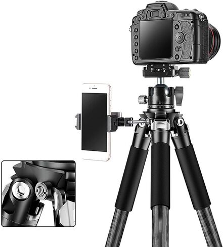 Camera Tripod, Hollow Structure Automatic Travel Camera Tripod with Feather, Carbon Fiber Hiking Base for Professional Photography in Kuwait