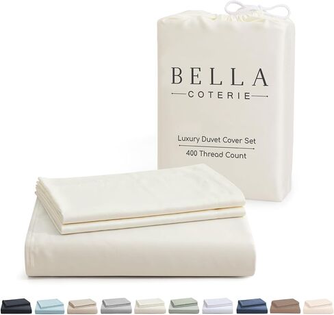 Bella Coterie | Luxury Bamboo Viscose Queen Size Duvet Cover Set | Organically Grown | Cooling | Ultra Soft | 8 Corner Ties | 2 Pillow Shams | 90" x 94" | No Insert [Dusty Rose] in Kuwait