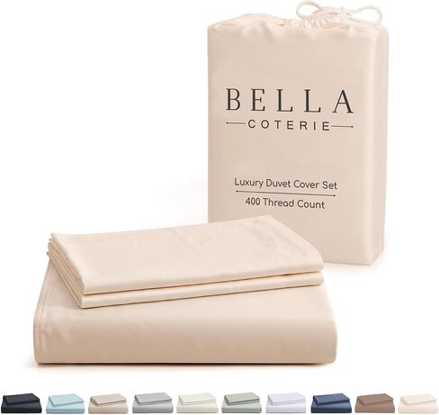 Bella Coterie | Luxury Bamboo Viscose Queen Size Duvet Cover Set | Organically Grown | Cooling | Ultra Soft | 8 Corner Ties | 2 Pillow Shams | 90" x 94" | No Insert [Dusty Rose] in Kuwait