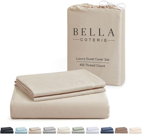Bella Coterie | Luxury Bamboo Viscose Queen Size Duvet Cover Set | Organically Grown | Cooling | Ultra Soft | 8 Corner Ties | 2 Pillow Shams | 90" x 94" | No Insert [Dusty Rose] in Kuwait