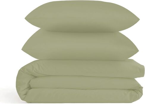 URBANHUT Queen Size Duvet Cover Set (3Pc), 100% Cotton 400 Thread Count(No Inserts), Luxury Sateen Weave, Soft & Breathable Comforter Cover with Hidden Button Closure and 2 Pillow Cases - Sand in Kuwait