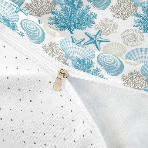 Conch Shell Coral Decorative Duvet Cover Set,Coastal Ocean Creature Comforter Cover Toddler Size Ocean Beach 2 Pcs Bedding Set with Zipper Ties for Kids Boys Girls Bedroom Decor(No Comforter),Teal in Kuwait