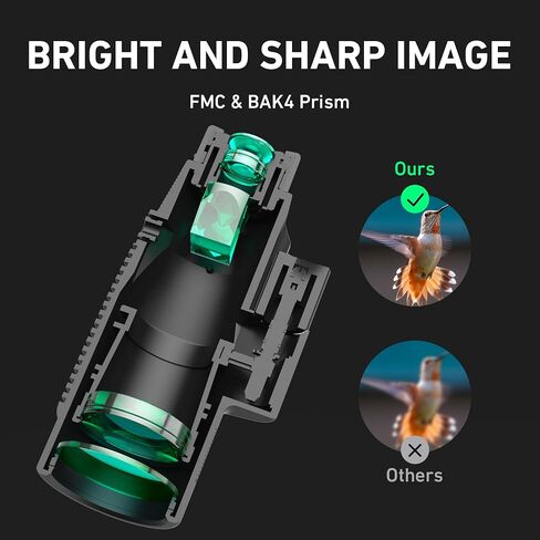 Gosky 15x52 HD Monoculars, Monocular for Adults High Powered with Tripod, Monocular Compact with BAK4 Prism & FMC Lens, Bluetooth Camera Remote, Monoculars for Hunting, Bird Watching, Hiking,Traveling | BAK4 Prism, FMC Optics, IPX7 Waterproof, with Tripod in Kuwait