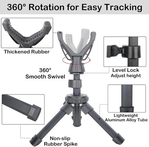 Portable Shooting Tripod with 360° Rotating & Removable V Yoke - Adjustable Height Rifle Rest Stand for Hunting, Target Shooting, Binoculars, Cameras & Outdoor Activities in Kuwait