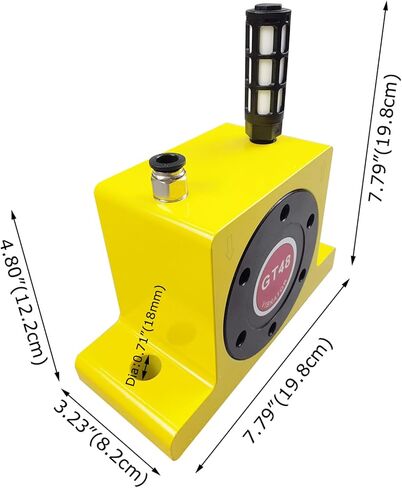 G 3/8'' Pneumatic Air Turbo Vibrator GT48 Industrial Turbine Vibrators Pneumatic Vibrator with Muffler 4950N-10600N for Material Transport (Series:GT13/GT48/GT60) in Kuwait