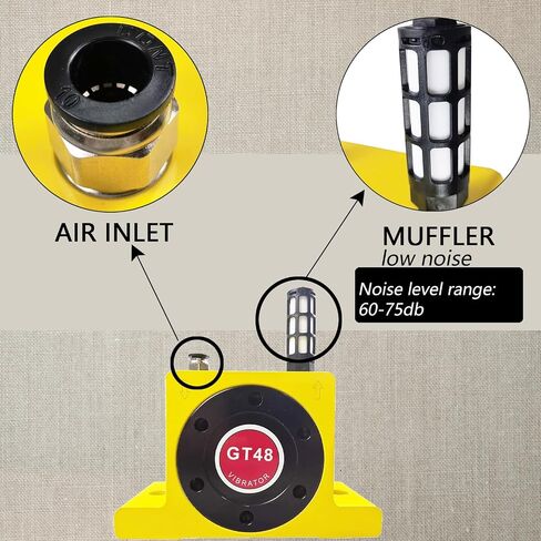 G 3/8'' Pneumatic Air Turbo Vibrator GT48 Industrial Turbine Vibrators Pneumatic Vibrator with Muffler 4950N-10600N for Material Transport (Series:GT13/GT48/GT60) in Kuwait