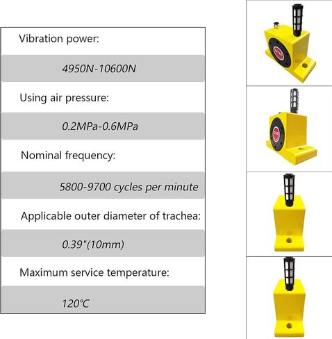 G 3/8'' Pneumatic Air Turbo Vibrator GT48 Industrial Turbine Vibrators Pneumatic Vibrator with Muffler 4950N-10600N for Material Transport (Series:GT13/GT48/GT60) in Kuwait