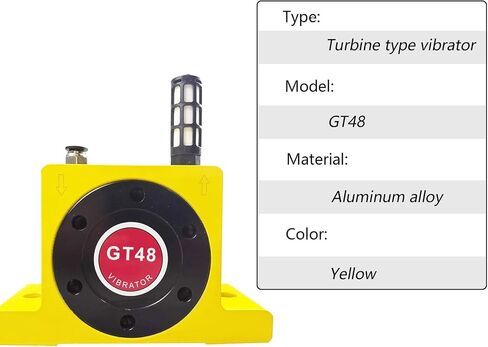 G 3/8'' Pneumatic Air Turbo Vibrator GT48 Industrial Turbine Vibrators Pneumatic Vibrator with Muffler 4950N-10600N for Material Transport (Series:GT13/GT48/GT60) in Kuwait