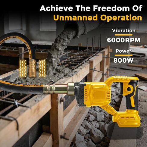 Cordless Concrete Vibrator Compatible with DeWalt 20V (Tool Only) | 600W handheld cement vibrator tool with 3.8ft flexible shaft and portable pencil vibrator for removing air bubbles in Kuwait