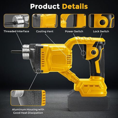 Cordless Concrete Vibrator Compatible with DeWalt 20V (Tool Only) | 600W handheld cement vibrator tool with 3.8ft flexible shaft and portable pencil vibrator for removing air bubbles in Kuwait