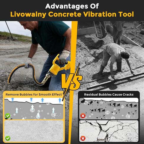 Cordless Concrete Vibrator Compatible with DeWalt 20V (Tool Only) | 600W handheld cement vibrator tool with 3.8ft flexible shaft and portable pencil vibrator for removing air bubbles in Kuwait