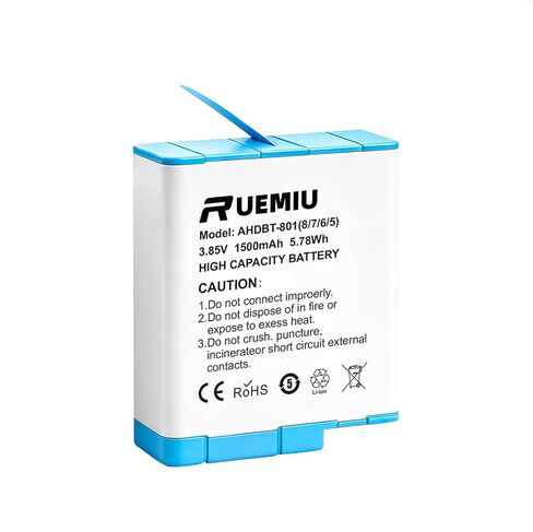 1-Pack 1500mAh Durable High-Capacity Battery for GoPro Hero 8, 7, 6, 5 Black Camera in Kuwait