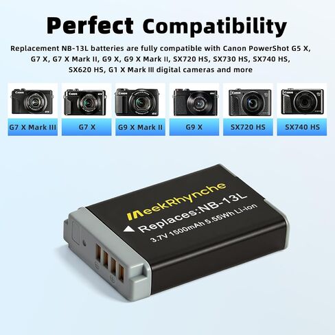NB-13L NB-15L Battery | For Canon PowerShot G1 X Mark III, G5 X,G7 X, G7 X Mark II,G9 X, G9 X Mark II, SX620 HS, SX720 HS, SX730 HS, SX740 HS Cameras in Kuwait