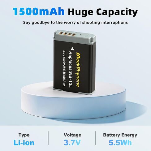 NB-13L NB-15L Battery | For Canon PowerShot G1 X Mark III, G5 X,G7 X, G7 X Mark II,G9 X, G9 X Mark II, SX620 HS, SX720 HS, SX730 HS, SX740 HS Cameras in Kuwait