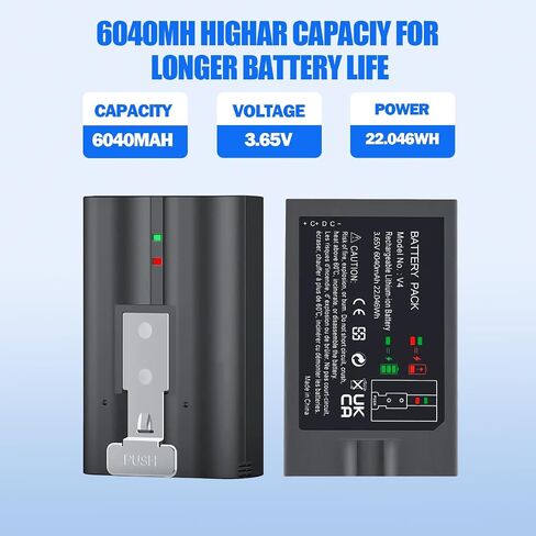 2-Pack 6040mAh Replacement Battery for Ring Doorbell with Type-C | Rechargeable Camera Batteries for Ring Video Doorbell 2/3/4/3plus Spotlight Cam,Stick Up Camera (2nd & 3rd Gen), Peephole Cam in Kuwait