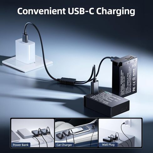 llano LP-E17 Battery with USB-C Fast Charging for Canon EOS R50 R8 R10 R100 RP T6i T7i T8i T6S SL2 SL3 M3 M5 M6 77D 200D 250D 750D 760D 800D 8000D - Real Capacity,Replacement Batteries(2 Pack) in Kuwait