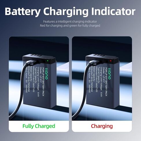 llano LP-E17 Battery with USB-C Fast Charging for Canon EOS R50 R8 R10 R100 RP T6i T7i T8i T6S SL2 SL3 M3 M5 M6 77D 200D 250D 750D 760D 800D 8000D - Real Capacity,Replacement Batteries(2 Pack) in Kuwait