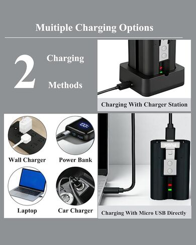 7400mAh Upgraded 2-Pack Replacement for Ring Doorbell Battery V4 | Rechargeable Camera Batteries with Charger Station for Ring Video Doorbell 2/3/3 Plus/4, Spotlight Cam, Stick Up Cam in Kuwait