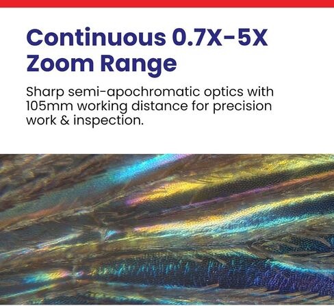AmScope H800 Series Zoom Digital Inspection Monocular Stereo Microscope 0.7X-5X Magnification on Pillar Stand with 4K HDMI Camera and 96-LED Ring Light in Kuwait
