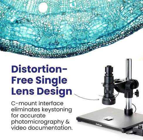 AmScope H800 Series Zoom Digital Inspection Monocular Stereo Microscope 0.7X-5X Magnification on Pillar Stand with 4K HDMI Camera and 96-LED Ring Light in Kuwait