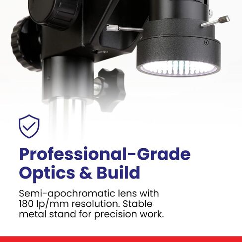 AmScope H800 Series Zoom Digital Inspection Monocular Stereo Microscope 0.7X-5X Magnification on Pillar Stand with 4K HDMI Camera and 96-LED Ring Light in Kuwait