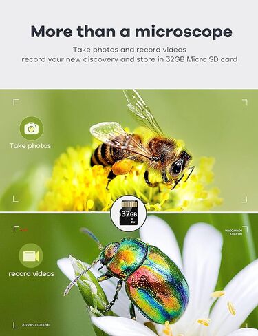 7" LCD Digital Microscope 1200X,12MP Coin Microscope with Screen for Adults | 1080P Coin Magnifier with 12pcs Slides, 32GB Card and 5" Extension Tube Included, Windows/Mac Compatible in Kuwait