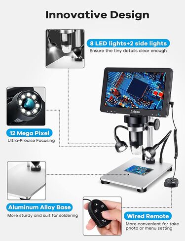 7" LCD Digital Microscope 1200X,12MP Coin Microscope with Screen for Adults | 1080P Coin Magnifier with 12pcs Slides, 32GB Card and 5" Extension Tube Included, Windows/Mac Compatible in Kuwait