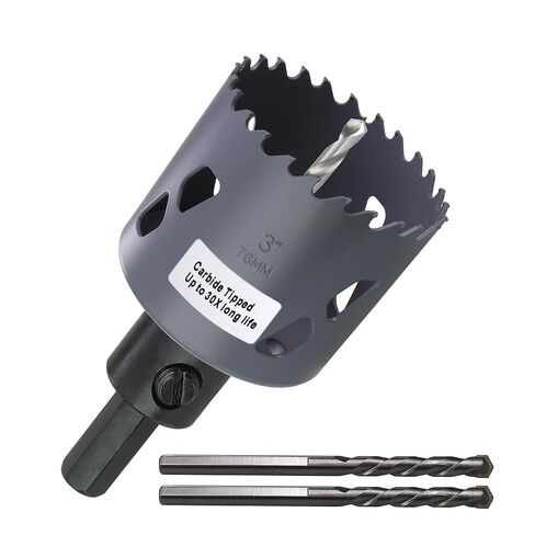 3 inch Carbide Hole Saw Bit Deep Cutting 2.36" for Multiple Material Hardy Plank Nail Embedded Wood Air Brick Up to 30X Longer Life in Saudi Arabia