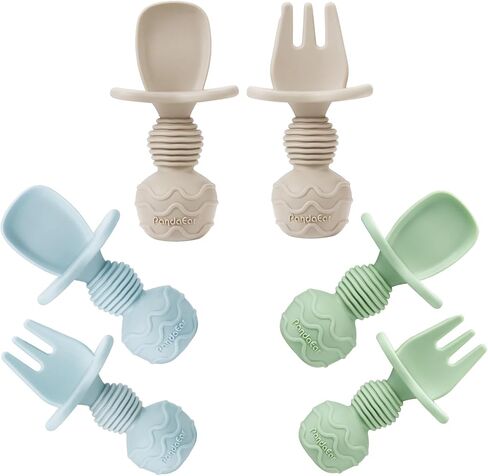 PandaEar Set of 3 Silicone Baby Bibs & 6 Pack Silicone Baby Spoons in Kuwait