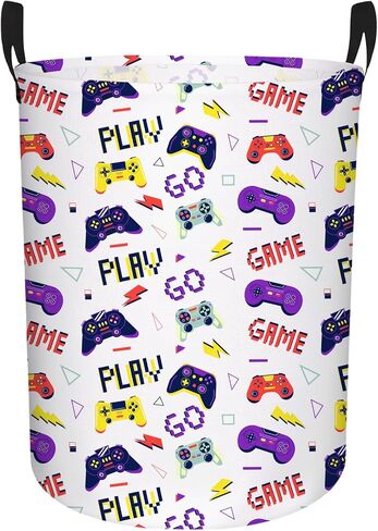 Gamer Basket Laundry Hamper for Kid Baby Room (A) | With Handles, Linen Cotton, Collapsible, For Toy Storage & Boy Room Decor in Kuwait