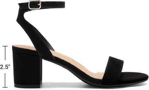 DREAM PAIRS Women's Low Chunky Heels Sandals,Black/Suede,6.5 | Round Open Toe Heels, Ankle Strap, Block heels, Dress Summer Shoes for Wedding Party Daily in Kuwait