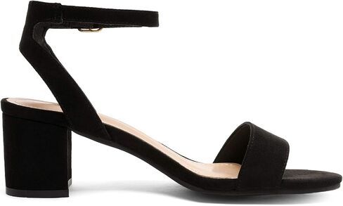DREAM PAIRS Women's Low Chunky Heels Sandals,Black/Suede,7.5W | Round Open Toe Heels, Ankle Strap, Block heels, Dress Summer Shoes for Wedding Party Daily in Kuwait