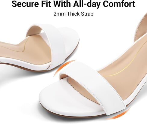 DREAM PAIRS Women's Low Chunky Heels Sandals,White/Pu,7 | Round Open Toe Heels, Ankle Strap, Block heels, Dress Summer Shoes for Wedding Party Daily in Kuwait
