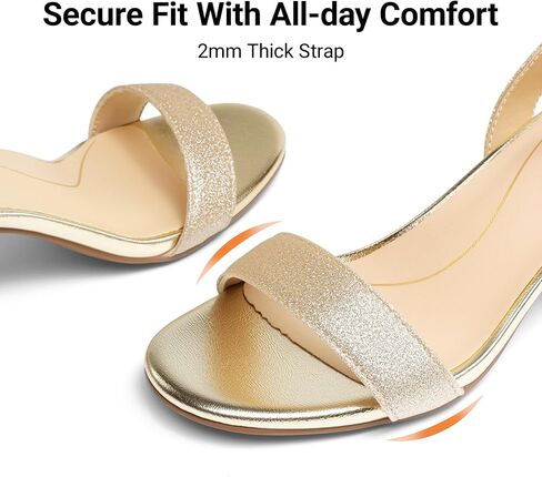 DREAM PAIRS Women's Low Chunky Heels Sandals,Gold/Glitter,8.5 | Round Open Toe Heels, Ankle Strap, Block heels, Dress Summer Shoes for Wedding Party Daily in Kuwait