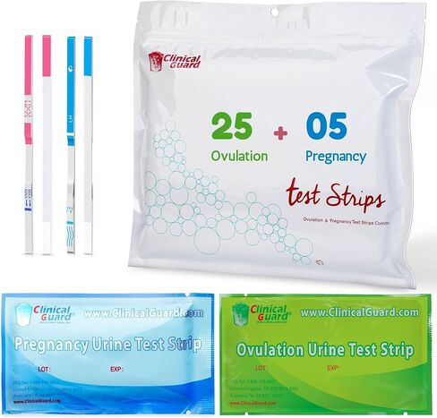 Clinical Guard Ovulation and Pregnancy Test Strips - 40 Ovulation Test Strips and 10 Pregnancy Test Strips, Ovulation Kit, Lh Test Strips, Ovulation Tests, Hcg Test Strips, Fertility Test for Women in Kuwait