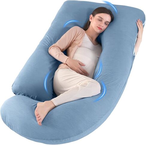 U-Shaped Pregnancy Pillow for Sleeping, Full Body Support for Back, HIPS & Belly - 65 Inch Maternity Pillow with Machine Washable Cover | Maternity Essential in Kuwait