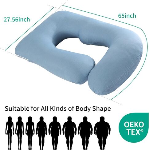 U-Shaped Pregnancy Pillow for Sleeping, Full Body Support for Back, HIPS & Belly - 65 Inch Maternity Pillow with Machine Washable Cover | Maternity Essential in Kuwait