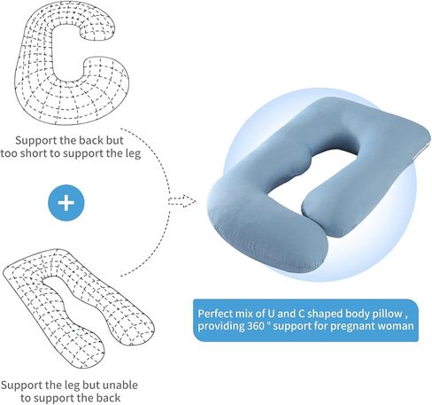 U-Shaped Pregnancy Pillow for Sleeping, Full Body Support for Back, HIPS & Belly - 65 Inch Maternity Pillow with Machine Washable Cover | Maternity Essential in Kuwait
