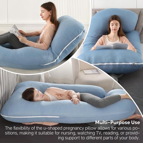 U-Shaped Pregnancy Pillow for Sleeping, Full Body Support for Back, HIPS & Belly - 65 Inch Maternity Pillow with Machine Washable Cover | Maternity Essential in Kuwait