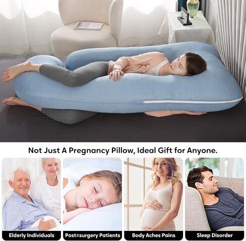 U-Shaped Pregnancy Pillow for Sleeping, Full Body Support for Back, HIPS & Belly - 65 Inch Maternity Pillow with Machine Washable Cover | Maternity Essential in Kuwait