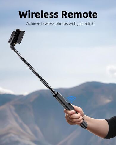 TODI Selfie Stick Tripod, 58" Lightweight Phone Tripod Stand with Wireless Remote, Selfie Stick, All-in-1, Compatible with iPhone/Android in Kuwait