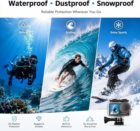 Waterproof Case for DJI Osmo Action 5 Pro/4/3 Camera 60M Dive Housing | Underwater housing with anti-fog inserts Screw for deep diving snorkeling surfing skiing swimming and underwater photography in Kuwait