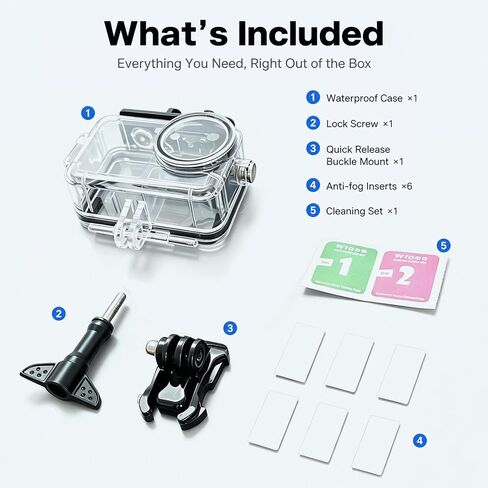 Waterproof Case for DJI Osmo Action 5 Pro/4/3 Camera 60M Dive Housing | Underwater housing with anti-fog inserts Screw for deep diving snorkeling surfing skiing swimming and underwater photography in Kuwait