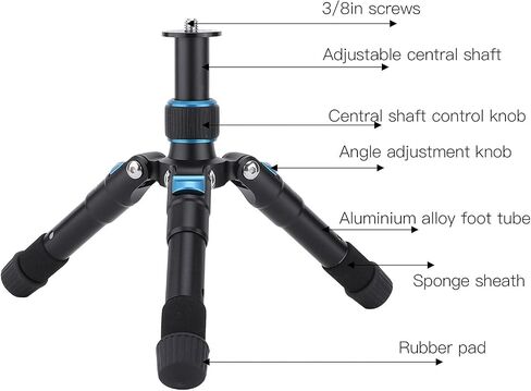 Aluminum Alloy Mini Table Tripod with Adjustable Heights for Camera Streaming Black in Kuwait