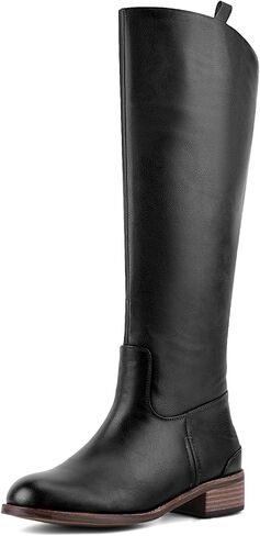 QIV Women’s Knee High Boots – Round Toe Riding Boots with Low Block Heel, Back Zip, Long Tall Fashion Style for Fall & Winter in Kuwait